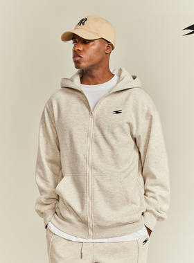 SOCKKEY 拉链开衫春款连帽卫衣美式简约纯色运动帽衫潮牌篮球外套