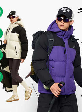 SOCKKEY拼色工装LOGO印花连帽保暖棉服运动户外系列外套男女同款