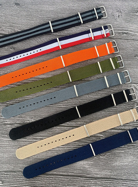 22mm运动户外手表带防水防汗耐用北约款柔软帆布手环带男款布表带