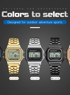 经典方块LED电子表男女薄款多显WR F91W原宿风时尚多功能耐用手表