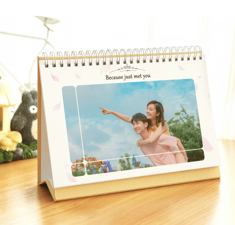 横版台历（因为遇见你）入册18张照片来图定制台历一本起订模板多