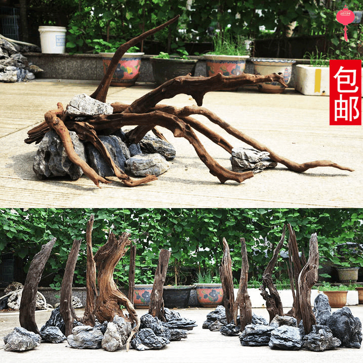 沉木造景套餐小米米家智能鱼缸鱼缸里的装饰品超白缸水草造景