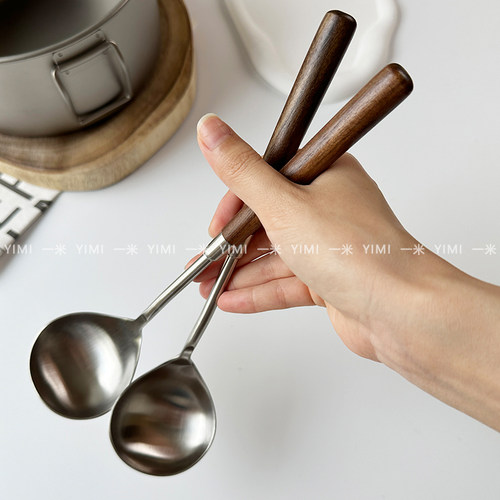 食品级火锅用勺真胡桃木304钢