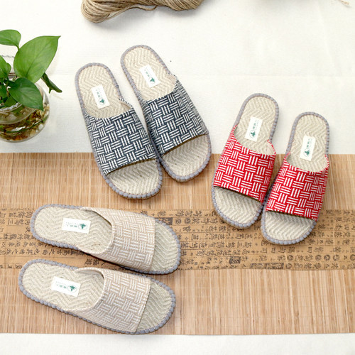 雅路人棉麻四季厚底亚麻拖鞋