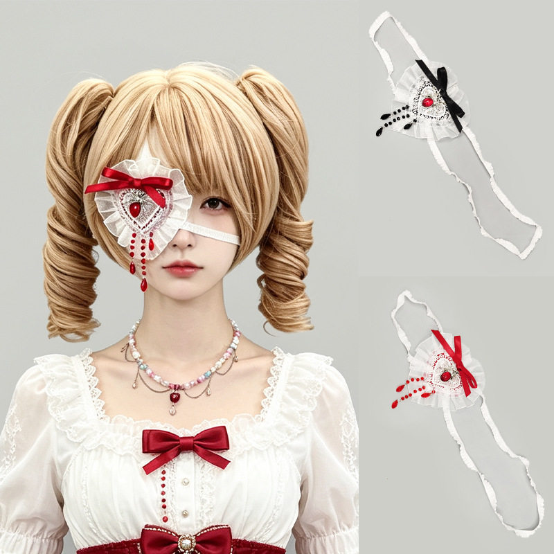 lolita暗黑哥特风眼罩漫展cos道具二次元y2k病娇吸血鬼蜘蛛单眼罩图片