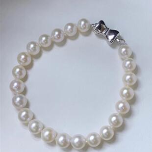 秋冬25新款 8mm蝴蝶结珍珠满珠手链 天然珍珠手链7