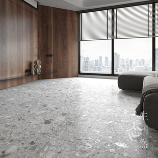 复古灰色水磨石质感理石瓷砖别墅民宿客厅办公楼防滑地砖600x1200