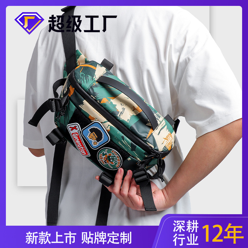 潮流新款腰包男款户外骑行胸包迷彩图案大容量斜挎包厂家直销