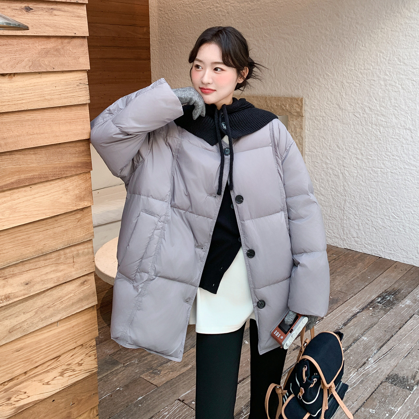 上新2025冬季新款可拆卸针织连帽羽绒服2D107/8526/P315控478,女装羽绒服,2D107