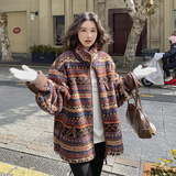 上新2025冬季新款复古费尔岛羊羔毛外套2D107/8519/P175控268，女装毛呢外套，2D107