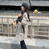 大货25冬季新撞色拼接人字纹呢子大衣2D107/8905/P175控258，女装毛呢外套，2D107
