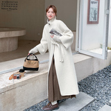 上新2025冬季新款针织拼接袖双面呢大衣2D107/8509/P325控488，女装毛呢外套，2D107