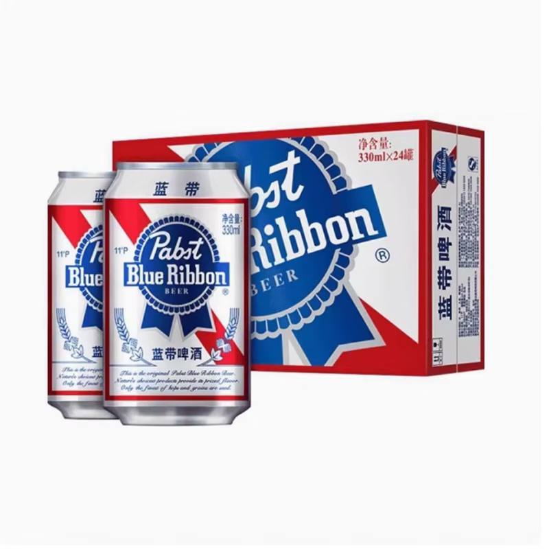 蓝带啤酒经典普蓝330ml*24罐装广东肇庆产地酒香浓郁烧烤聚会户外