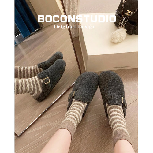 【正品Boconstudio】毛毡勃肯鞋