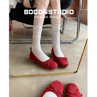 【全网热卖10w+】红色浅口单鞋女