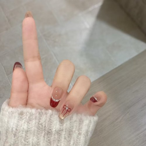 新年红爆闪猫眼显白穿戴甲