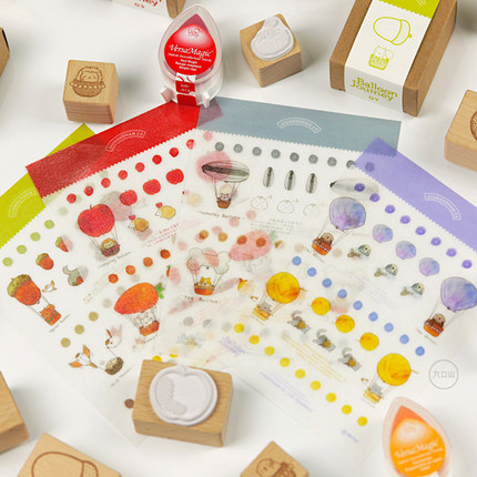 沈欣如×九口山 MINI NOTE迷你7系列 热气球旅行 可爱贴纸印章diy