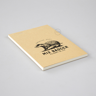 九口山×F017 卡其 米斯獾系列手帐本空白内页竖翻可撕页记事本