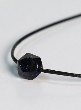 简约百搭天然金砂石蓝砂石玛瑙锁骨链女情侣闺蜜项链文艺森系吊坠