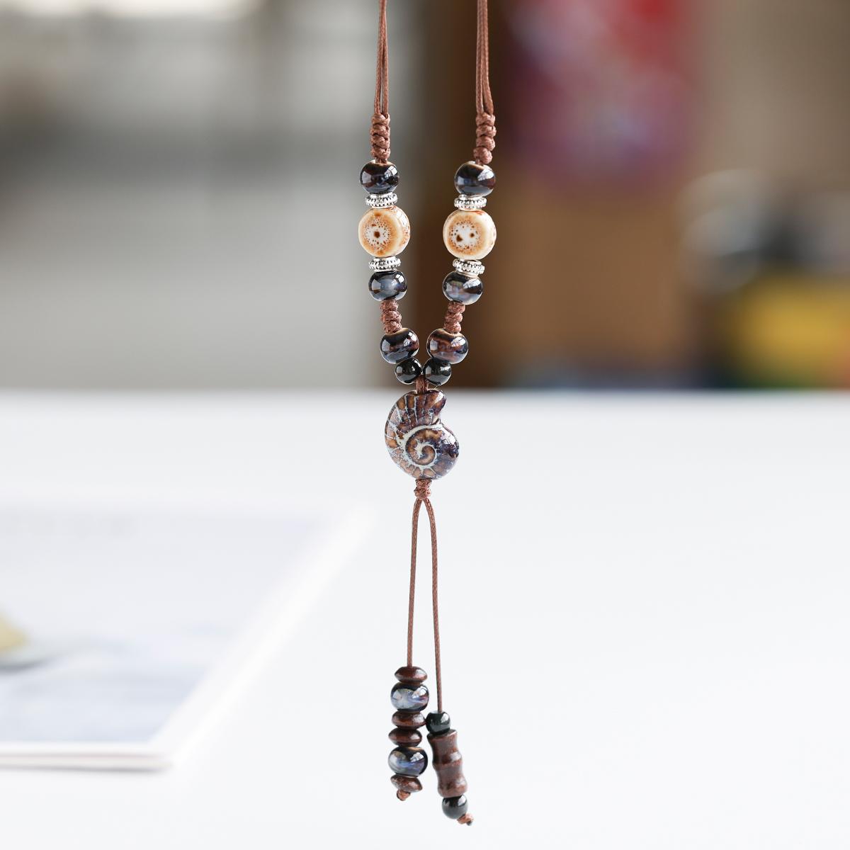 民族风陶瓷首饰项链吊坠古风服饰配饰新中式毛衣链长款女简约小众