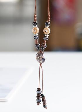 民族风陶瓷首饰项链吊坠古风服饰配饰新中式毛衣链长款女简约小众