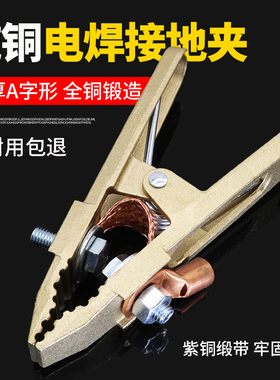 纯铜地线夹电焊机配件300A400A800A字鸭嘴虎头美式全铜接地钳