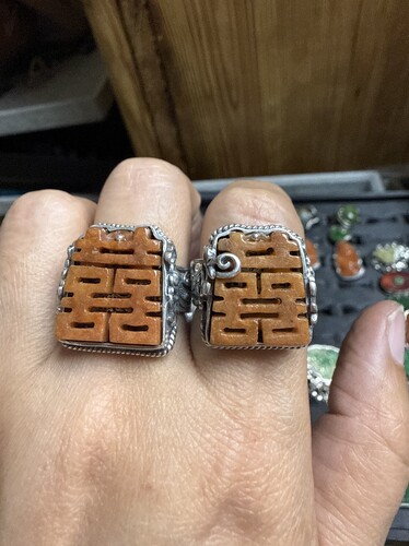 天然无烧喜戒指