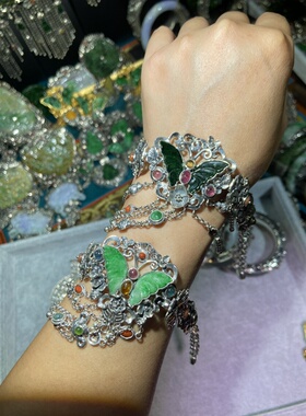 蝴蝶台湾工艺翡翠镶嵌手链