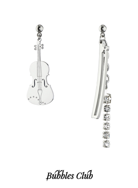 Bubbles Club四重奏系列 小众原创小提琴高级耳夹不对称乐器耳饰