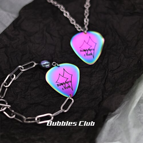 BubblesClub情侣彩虹色拨片手链