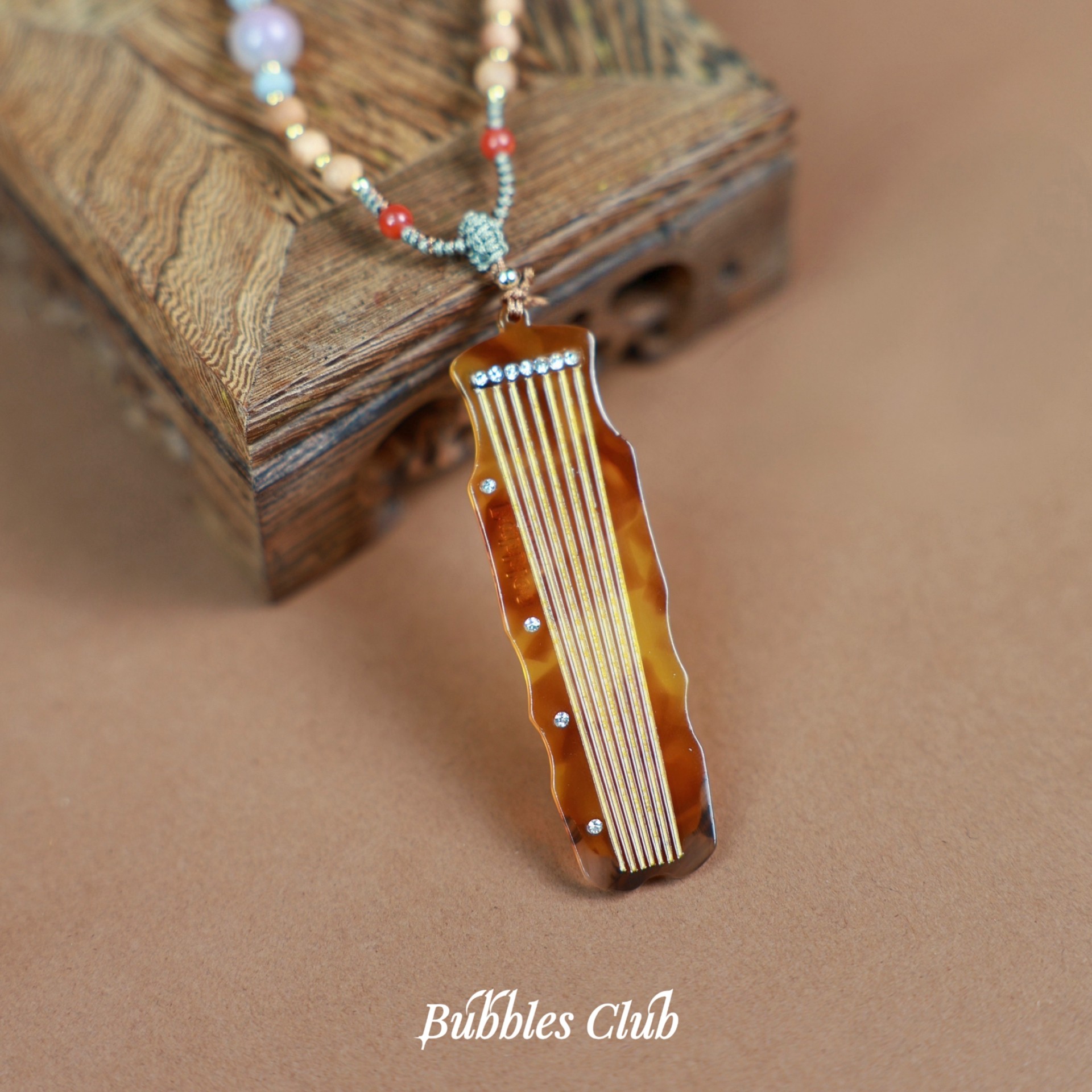 BubblesClub《丝桐长乐》古琴项链吊坠毛衣链民乐新中式长链配饰
