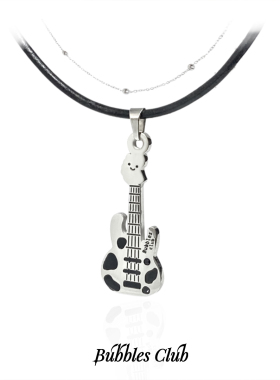 Bubbles Club乐器乐园原创奶牛电吉他真皮项链甜酷摇滚情侣音乐节