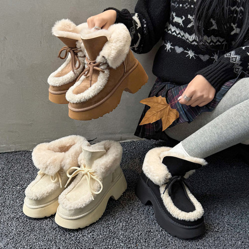 增高雪地靴女加厚绒棉靴防滑短靴