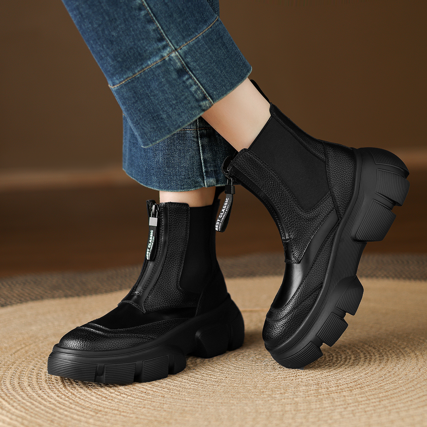 厚底马丁靴松糕瘦瘦靴增高女靴