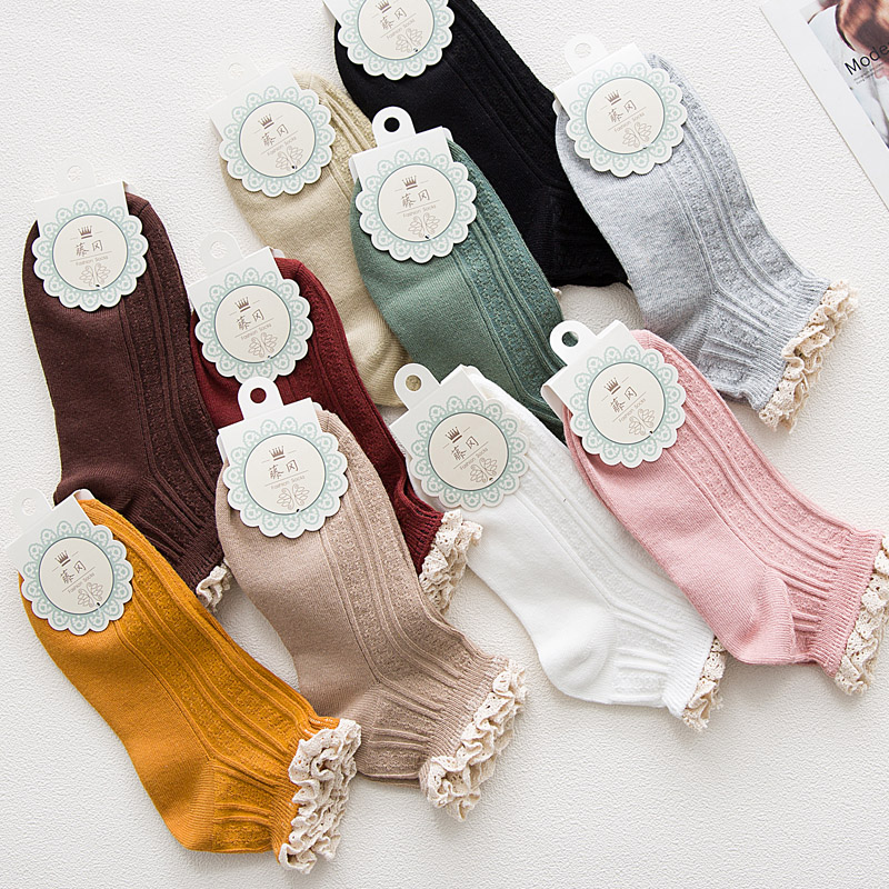 春秋款花边袜子女韩国竹纤维蕾丝