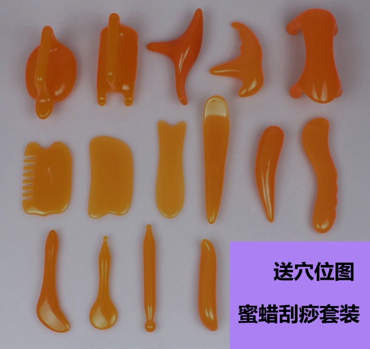 蜜蜡刮痧板家用树脂点穴笔面部美容经络拨筋棒全身按摩梳子按摩器