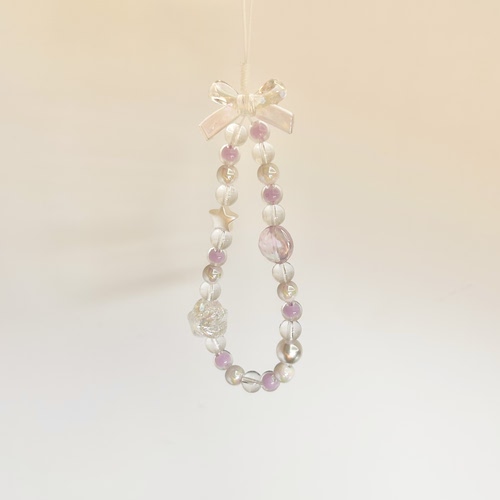 Purple forest原创*葡萄啵啵果冻奶冰手机链蝴蝶结拍立得ccd挂链