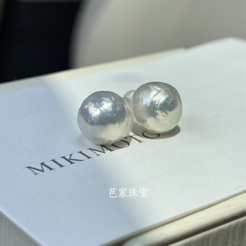 芭家珠宝 碎银子 极光糖纸巴洛克天然淡水珍珠925纯银耳钉