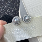 芭家珠宝 布契玫瑰 真多麻拉丝工艺日本akoay海水珍珠925纯银耳钉
