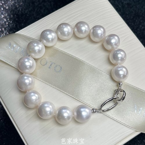 芭家珠宝 11-12mm 天然淡水珍珠手链925纯银扣