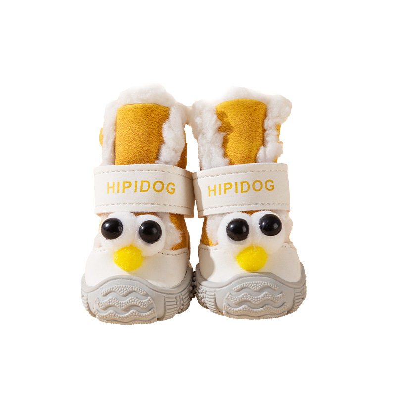 秋冬季大眼仔棉鞋加绒外出防滑狗狗靴子保暖中小型犬泰迪宠物鞋子