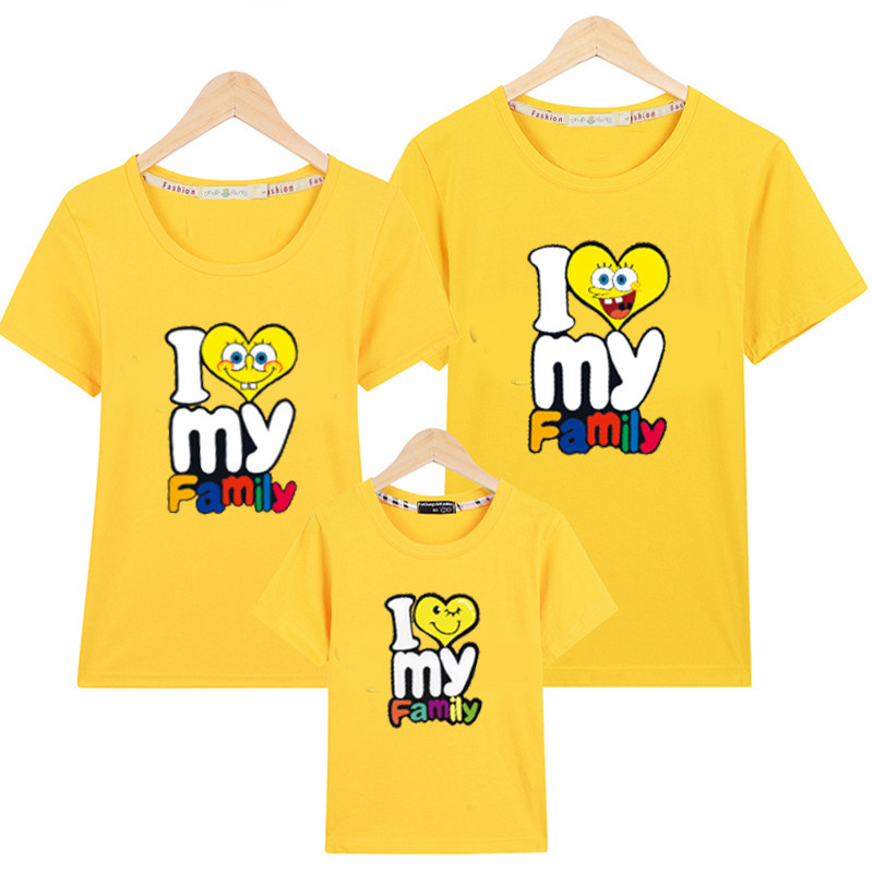 亲子装夏装全家装男女童恤幼儿园班服来图定做自定义logo我爱我家