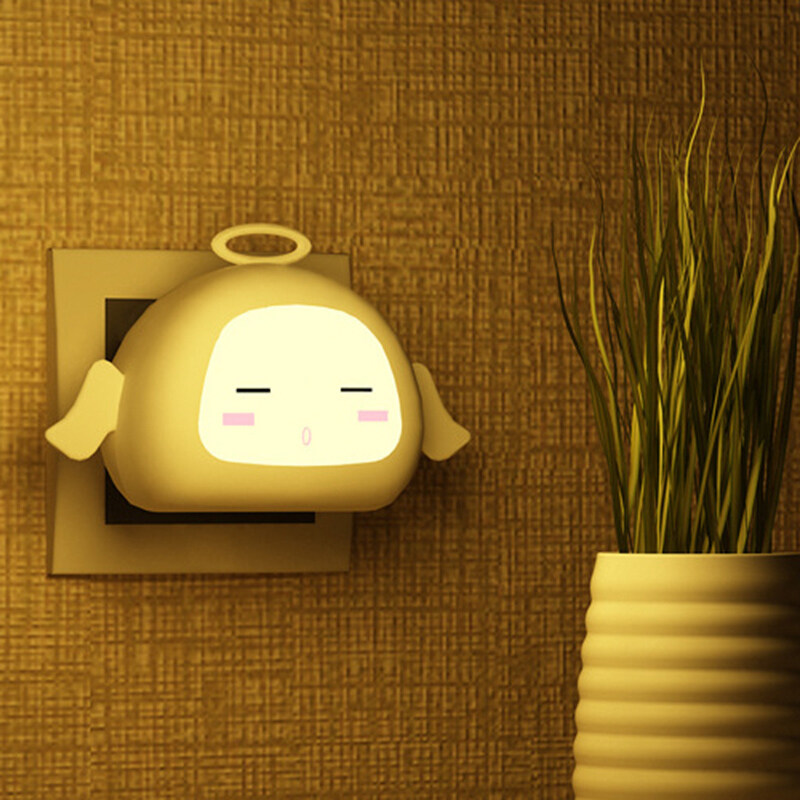 智能光控天使守护小夜灯 天使宝宝女孩小夜灯感应床头灯婴儿童房