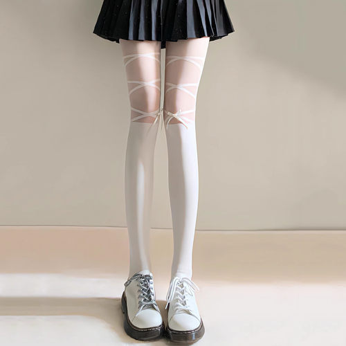 JK洛丽塔绑带假高筒过膝丝袜