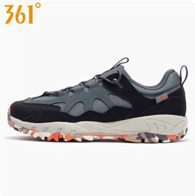 361度男鞋户外运动鞋2024春季新款361越野鞋皮面防水防滑耐磨3304