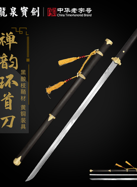 龙泉宝剑禅韵汉环首刀花纹钢唐横刀一体刀剑刀具防身冷兵器未开刃