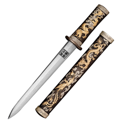 龙泉宝剑10寸龙飞凤舞短剑千层钢