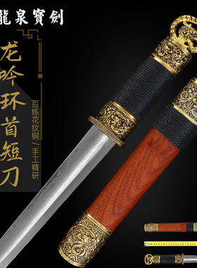 正品龙泉宝剑龙吟短刀唐横刀花纹钢收藏刀剑刀具防身冷兵器未开刃