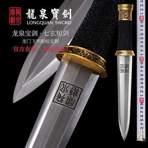 龙泉宝剑鱼皮七玄短剑羽毛纹收藏