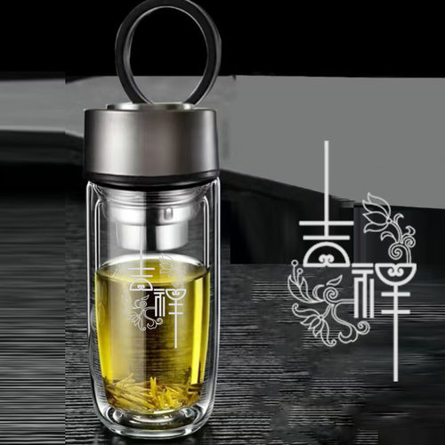 2026新款男士茶水杯泡茶杯双层玻璃杯子提环高硼硅玻璃杯便携茶杯